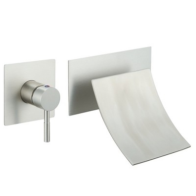 BWE Single Handle Wall Mount Spout Waterfall Bathroom Faucet in Brushed Nickel