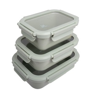 Lexi Home Brixton Porcelain Trio – Leakproof Containers with Glass Lids - 1 of 4