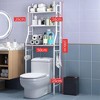 Over The Toilet Storage Shelf, 2-Tier Above Toilet Space Saver Bathroom Organizer With Toilet Paper Holder, 3 Hooks, Adjustable Bottom Bar - 2 of 4