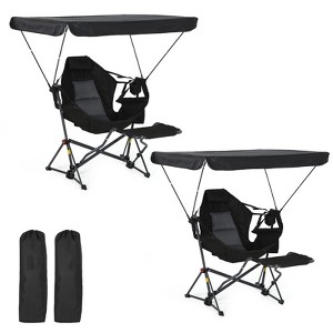 MUKE Portable Hammock Chair with Adjustable Canopy & Footrest, Folding Swing Chair with Shade for Camping, Picnic & Outdoor Activities - 1 of 4