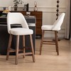 YOUNIKE Counter Height Bar Stool 26 Inch Modern Farmhouse Barstools with Solid Wood Legs Upholstered Bar Height Chair Boucle Fabric - 2 of 4
