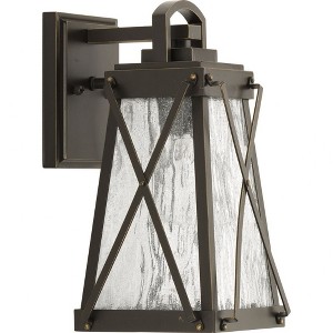 Progress Lighting Creighton 1-Light Outdoor Wall Lantern in Antique Bronze with Clear Water Glass - 1 of 2