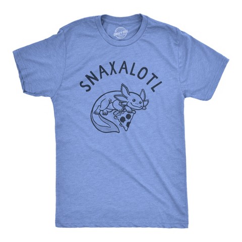 Мужские футболки Crazy Dog T-Shirts, Inc. Mens Snaxalotl T Shirt Funny Cute Snacking Axolotl Tee for Guys - Crazy Dog Men's T Shirt for Animal Lovers Light Blue M