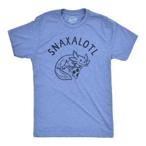 Mens Snaxalotl T Shirt Funny Cute Snacking Axolotl Tee For Guys - Crazy Dog Men's T Shirt - 1 of 4