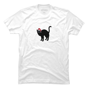 Men's Design By Humans Christmas cat tshirt By bambino T-Shirt - 1 of 4