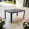 59'' Modern Outdoor Rectangle Dining Table, 6-Seater Aluminum Patio Table with Umbrella Hole, Alternating Wide and Narrow Slats - Cuddlewood - 2 of 4