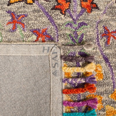 Blossom Gray Wool Handmade 6' x 6' Square Area Rug