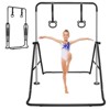 VisioGear Kids Gymnastic Bar, Multi-Functional Adjustable Height Children's Horizontal Gymnastic Bar With Bear Rings, Black, 39"*57"*51" - 4 of 4