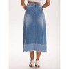 INSPIRE CHIC Women's Denim High Waist Spring Causal Panel Hem A-Line Maxi Jean Skirts - 4 of 4
