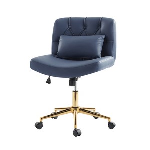 Clive Contemporary Button-Tufted Swivel Tilting Office Chair with Pillow and Metal Feet|HULALA HOME - 1 of 4