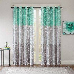 Kumasinova Single Panel Chevron Print Blackout Curtains,84" Thermal Insulated Window Curtains with Grommets,Kitchen Curtains for Living Room,Bedroom - 1 of 4
