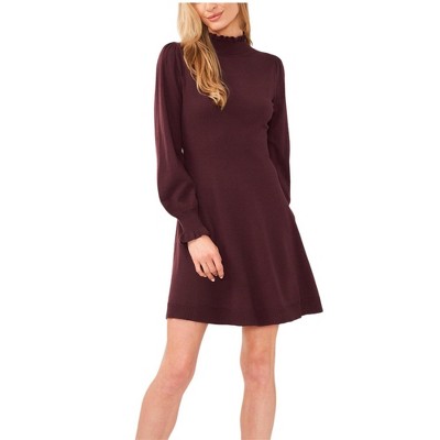 CeCe Womens Smocked Mock Neck Sweater Dress