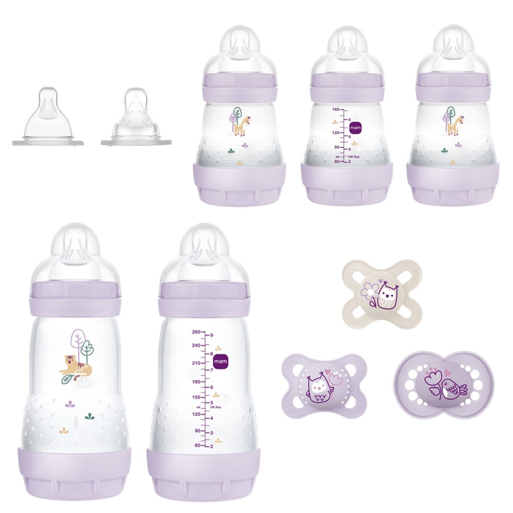 Photos - Baby Bottle / Sippy Cup MAM Matte Collection Baby Bottle Gift Set - Girl - 9pc 