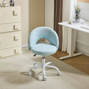 Karl Home |24 W Light yellow Swivel Upholstered Cotton and Linen Office Chair - 1 of 4