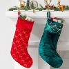 21" Christmas Sequins/Embroidery Bow Velvet Stocking Red - Wondershop™ - 2 of 3