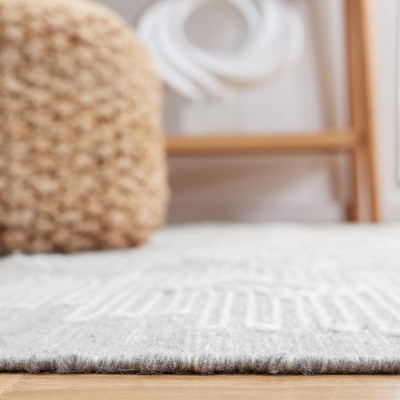 Bohemian Nomad-Inspired 72'' Square Gray Flat Weave Rug
