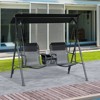 DSVIMOY 2 Person Porch Swing, Outdoor Swing with Canopy, Pivot Storage Table, 2 Cup Holders, Cushions for Patio, Backyard, Black, 69.3"*45.8"*64.5" - 4 of 4