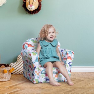 Whisen Kids & Toddler Sofa, Children's Couch, Flannel-Covered Toddler Armchair with Dinosaur Design - Multicolor - 1 of 4