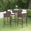 vidaXL Patio Bar Set Outdoor Bistro Set Bar Stool Bistro Table Poly Rattan - Brown 27.6" x 27.6" x 43.3" 4 Piece - 2 of 4