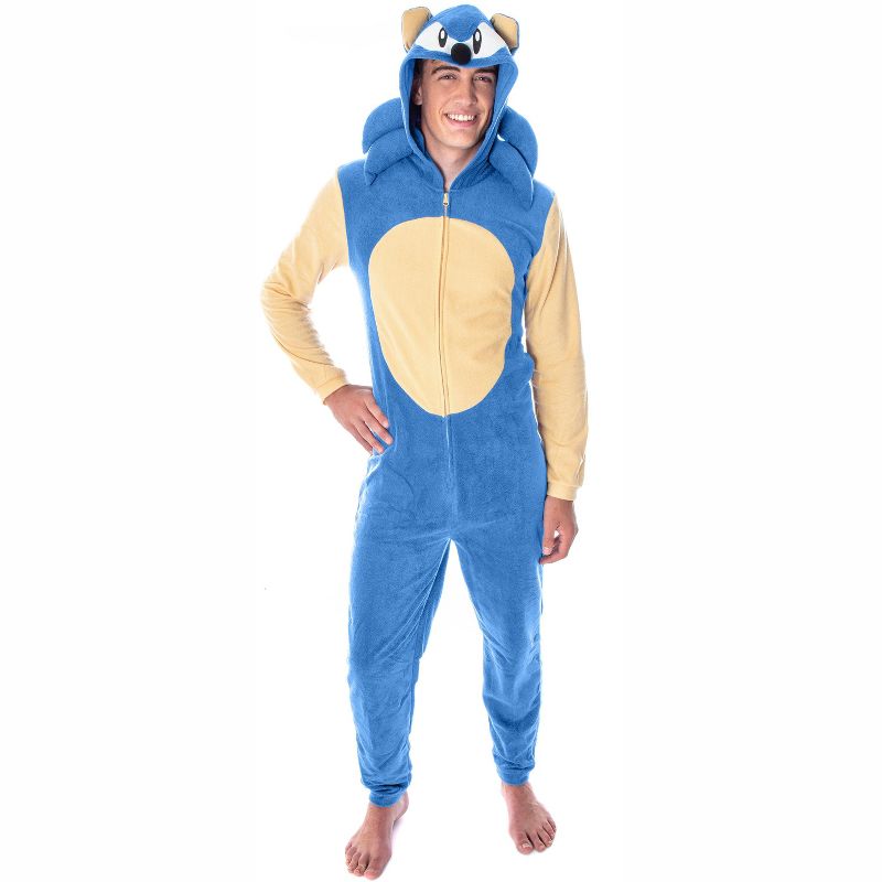 Sonic The Hedgehog Men's Character Costume Union Suit Pajama Outfit, 1 of 6