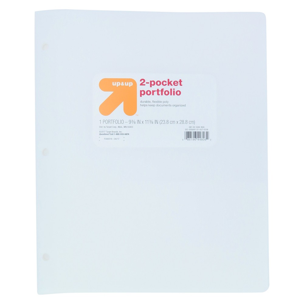 2 Pocket Plastic Folder White - Up&Up was $0.75 now $0.5 (33.0% off)