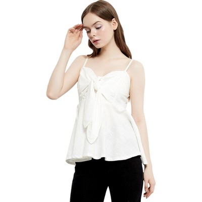 Anna-Kaci Women's Babydoll Camisole Bow Top- Small ,White