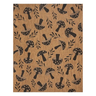 6' x 9' Red and Brown Synthetic Floral Flat Woven Rug