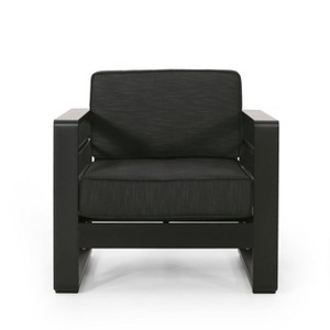 Christopher Knight Home Maya Bay Outdoor Club Chair with Cushions Aluminum Black/Dark Gray - 1 of 4