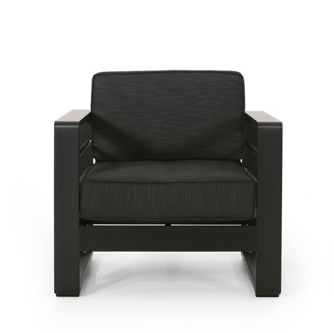 Christopher Knight Home Maya Bay Outdoor Club Chair with Cushions Aluminum Black/Dark Gray - image 1 of 4