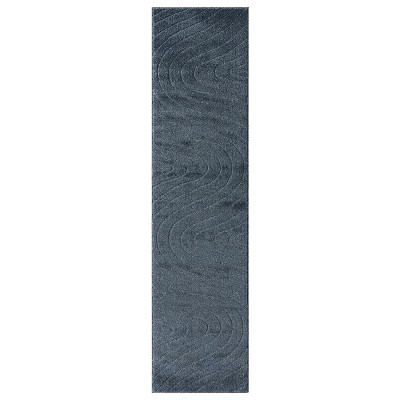 Blue Geometric Wave 9' x 12' Synthetic Area Rug