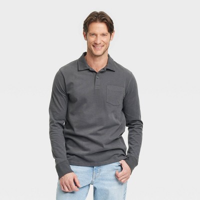 Men's Vintage Long Sleeve Polo Shirt - Goodfellow & Co™