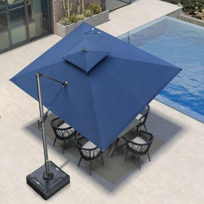 PURPLE LEAF Outdoor Cantilever Umbrellas with Base Large Patio Umbrella Offset Umbrella 360 Degree Rotation