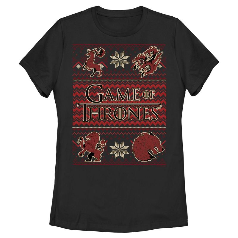 Women's Game of Thrones Christmas Ugly Sweater T-Shirt, 1 of 5