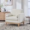 Lyngins Boucle Accent Chairs with 2 Bolster Pillows,Upholstered Arm Chairs with Natural Wood Legs for Living Room,Bedroom - 2 of 4