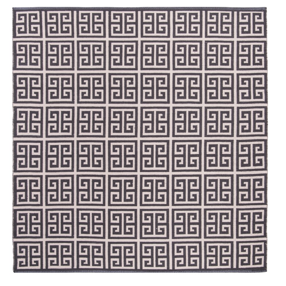 6'x6' Dark Gray/Ivory Geometric Woven Square Area Rug - Safavieh