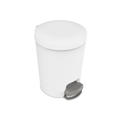 Sterilite 11.3 Gallon D Shape Flat Side Lift Top Lid Wastebasket