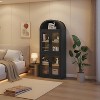 Garvee Arched Farmhouse Bookshelf with Doors 15.83in Depth L-Shaped Heavy Duty Wooden Bookcase, Black - 4 of 4