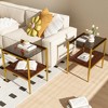 LOVMOR 2-Tier Tempered Glass End Table Set of 2, Rectangle Coffee Tabletop with MDF Layer, Modern Side Table for Living Room - 2 of 4