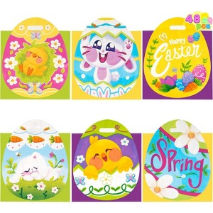 Joyfy 48 Pcs Easter Gift PE Bags 11.8x11.8 Inches, Egg Shaped Easter Goodie Bags for Egg Hunt Party Treats and Kids Party Favor Supplies - 1 of 4