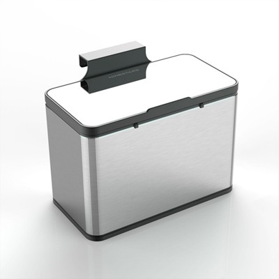 SEVOBAL Kitchen Compost Bin Hanging Trash Can with Lid Stainless Steel Garbage Can Kitchen Cabinet Door Mounted Trash Can, Silvery, 8.25"*5.5"*10.25"