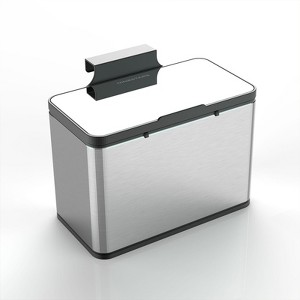 SEVOBAL Kitchen Compost Bin Hanging Trash Can with Lid Stainless Steel Garbage Can Kitchen Cabinet Door Mounted Trash Can, Silvery, 8.25"*5.5"*10.25" - 1 of 4