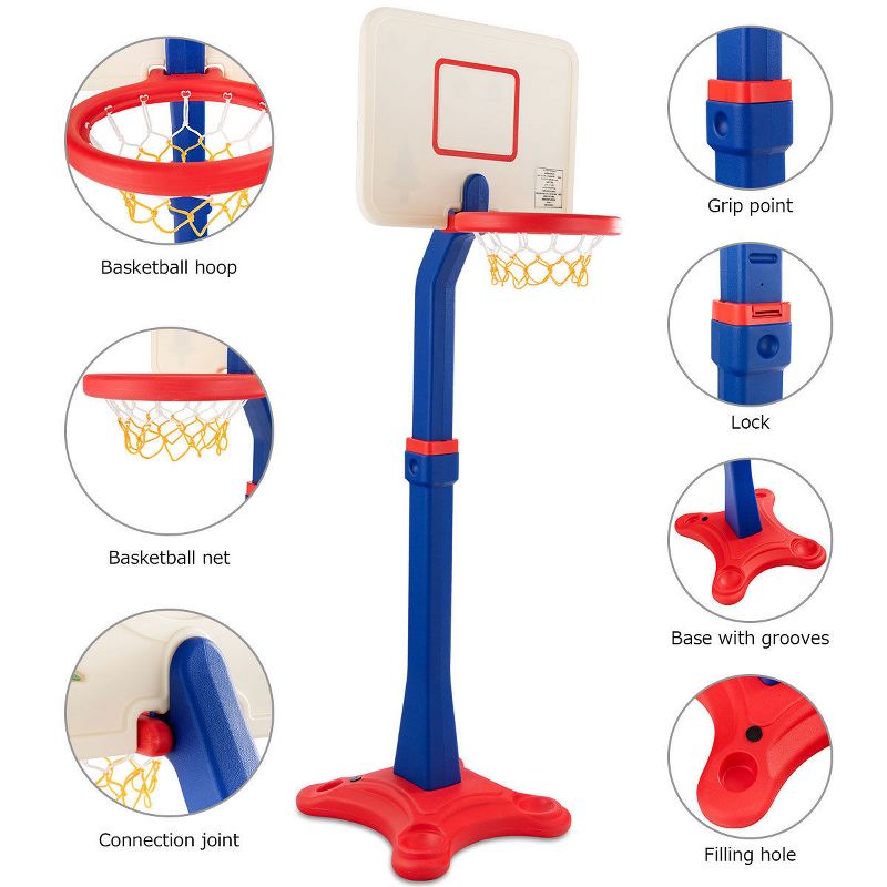 Costway Kids Children Basketball Hoop Stand Adjustable Height Indoor Outdoor Sports Toy, 4 of 9