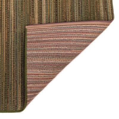 Green and Beige Flat Woven Striped Indoor/Outdoor Rug