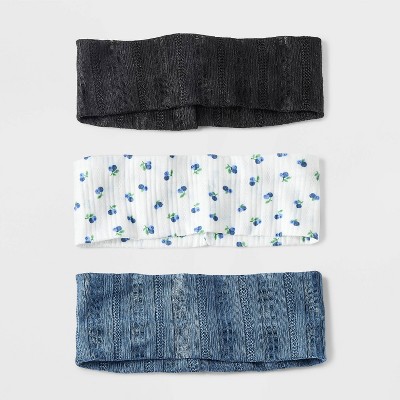 Floral Print Headwrap Set 3pc - Wild Fable™ Black/Blue/White