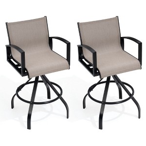 Crestlive Products Sunbrella Outdoor Swivel Bar Stools Aluminum Patio Counter Height Barstools Set of 2 - 1 of 4