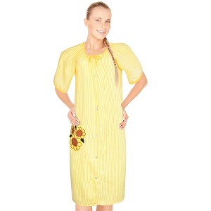 JEFFRICO House Dresses for Women with Pockets - Lightweight Breathable Short Sleeve Muumuu & Nightgowns - Snap Front Housecoat Dusters - 1 of 4