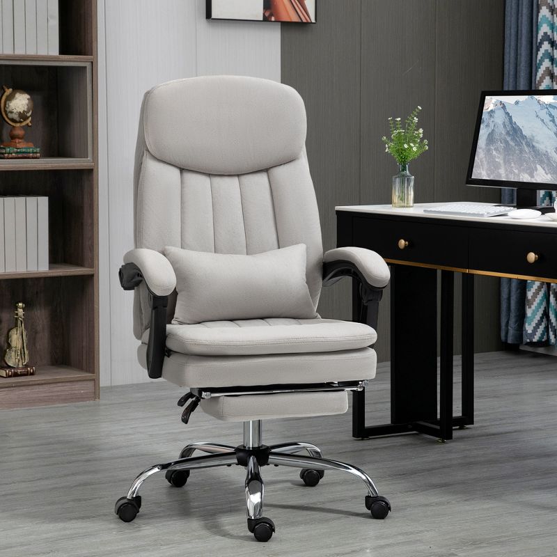 Vinsetto Vibration Massage Office Chair with Heat, Lumbar Pillow, Footrest, Microfibre Comfy Computer Chair, 3 of 7
