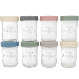 WeeSprout Glass Baby Food Storage Jars with Lids, Reusable Small Containers, 8 oz, 8 Pack - 1 of 4