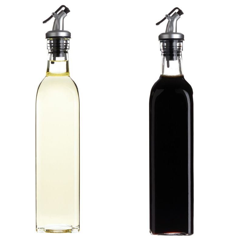 Juvale 2-Pack 17oz 500ml Olive Oil and Vinegar Cruets Glass Dispensers Bottles, 3 of 10