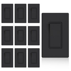 ELEGRP Decorator 15 Amp 125V Residential Grade Self Grounding Duplex Outlet, with Wall Plate, Matt Black (10-Pack) - 1 of 4